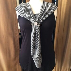 Apt.9 Poncho Ovr Rayon Sleeveless Tank - Gray Black Stripes